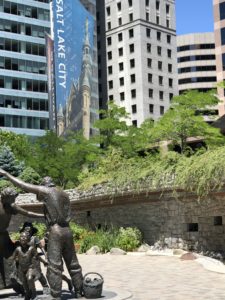 Downtown Salt Lake City -- note the cliff-house design of the square